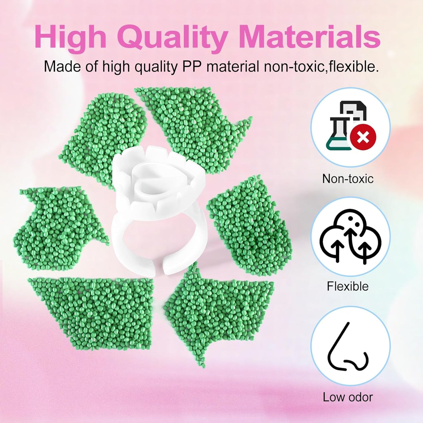 Glue Rings for Eyelash Extensions 100PCS Disposable Rings for Lashes Lovely Heart Shape, Makeup Plastic Nail Art Glue Cups Lash Extension Supplies for Eyelash Extensions White